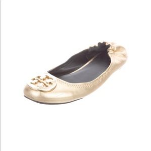 Tory Burch Reva gold flats
